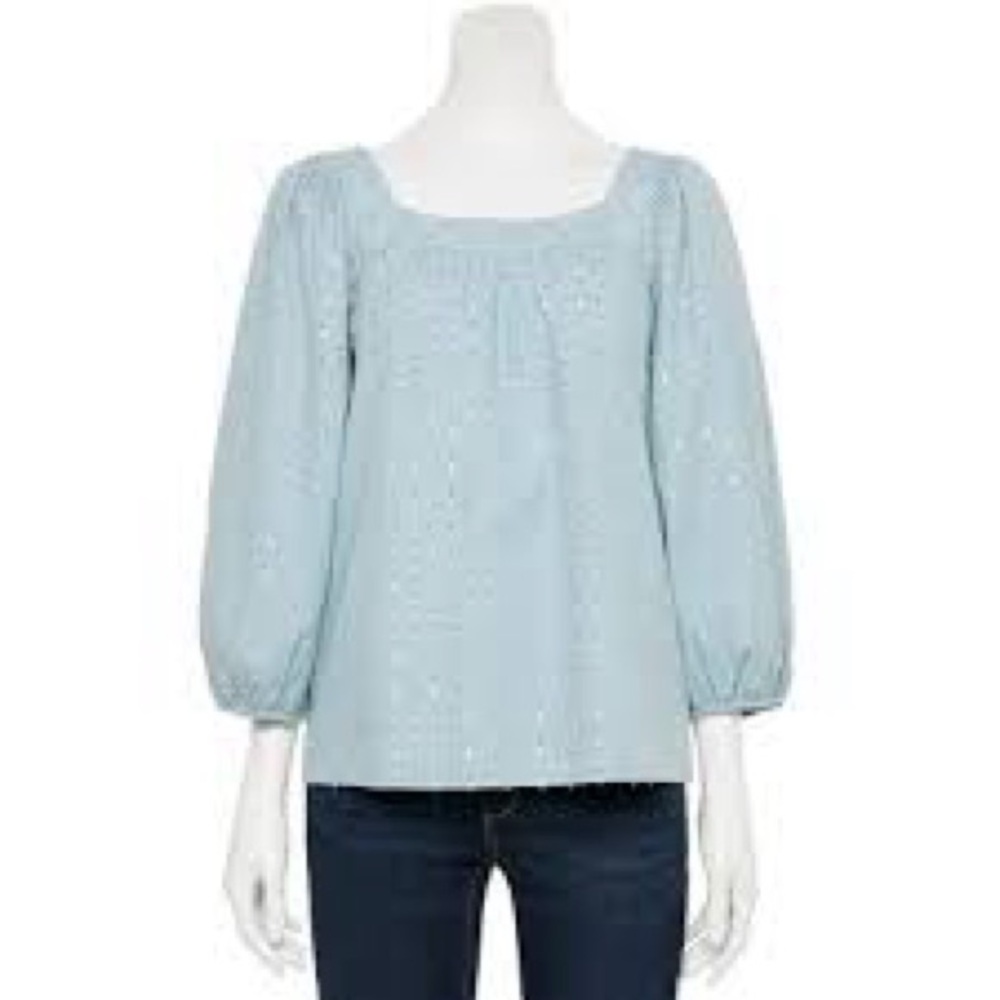LC Lauren Conrad Sky Blue Blouse Subtle Sparkle